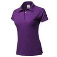 thumbnail image 1 of A2Y Women's Basic Casual Essentials 4-Button Junior-Fit PK Cotton Pique Polo Shirt Purple XL, 1 of 1