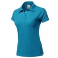 thumbnail image 1 of A2Y Women's Basic Casual Essentials 4-Button Junior-Fit PK Cotton Pique Polo Shirt Turquoise S, 1 of 6