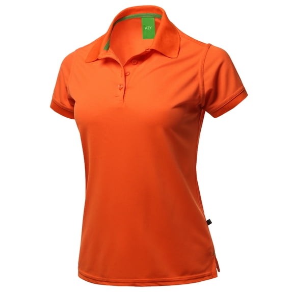 A2Y Women's Basic Casual Essentials 4-Button Junior-Fit Polyester Polo Shirt Orange XL