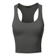 thumbnail image 1 of A2Y Women's Basic Cotton Casual Scoop Neck Cropped Racerback Tank Tops Ash Grey M, 1 of 5