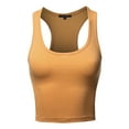 thumbnail image 1 of A2Y Women's Basic Cotton Casual Scoop Neck Cropped Racerback Tank Tops Ash Mustard XL, 1 of 5
