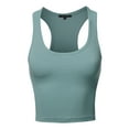 thumbnail image 1 of A2Y Women's Basic Cotton Casual Scoop Neck Cropped Racerback Tank Tops Blue Grey XL, 1 of 5