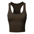 thumbnail image 1 of A2Y Women's Basic Cotton Casual Scoop Neck Cropped Racerback Tank Tops Brown XL, 1 of 5