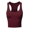 thumbnail image 1 of A2Y Women's Basic Cotton Casual Scoop Neck Cropped Racerback Tank Tops Dark Burgundy XL, 1 of 5