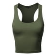 thumbnail image 1 of A2Y Women's Basic Cotton Casual Scoop Neck Cropped Racerback Tank Tops Dark Olive XS, 1 of 5