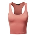 thumbnail image 1 of A2Y Women's Basic Cotton Casual Scoop Neck Cropped Racerback Tank Tops Dusty Rose XL, 1 of 5