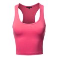 thumbnail image 1 of A2Y Women's Basic Cotton Casual Scoop Neck Cropped Racerback Tank Tops Fuchsia S, 1 of 5