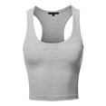 thumbnail image 1 of A2Y Women's Basic Cotton Casual Scoop Neck Cropped Racerback Tank Tops Heather Grey S, 1 of 5