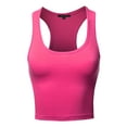 thumbnail image 1 of A2Y Women's Basic Cotton Casual Scoop Neck Cropped Racerback Tank Tops Hot Pink XL, 1 of 5