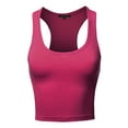 thumbnail image 1 of A2Y Women's Basic Cotton Casual Scoop Neck Cropped Racerback Tank Tops Magenta M, 1 of 5
