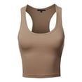 thumbnail image 1 of A2Y Women's Basic Cotton Casual Scoop Neck Cropped Racerback Tank Tops Mocha L, 1 of 5