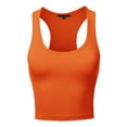thumbnail image 1 of A2Y Women's Basic Cotton Casual Scoop Neck Cropped Racerback Tank Tops Orange L, 1 of 5