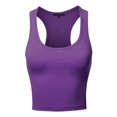 thumbnail image 1 of A2Y Women's Basic Cotton Casual Scoop Neck Cropped Racerback Tank Tops Purple M, 1 of 5
