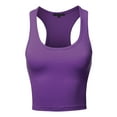 thumbnail image 1 of A2Y Women's Basic Cotton Casual Scoop Neck Cropped Racerback Tank Tops Purple XL, 1 of 5