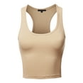 thumbnail image 1 of A2Y Women's Basic Cotton Casual Scoop Neck Cropped Racerback Tank Tops Sand L, 1 of 5