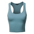 thumbnail image 1 of A2Y Women's Basic Cotton Casual Scoop Neck Cropped Racerback Tank Tops Titanium S, 1 of 5