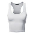 thumbnail image 1 of A2Y Women's Basic Cotton Casual Scoop Neck Cropped Racerback Tank Tops White L, 1 of 5