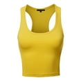 thumbnail image 1 of A2Y Women's Basic Cotton Casual Scoop Neck Cropped Racerback Tank Tops Yellow XL, 1 of 5
