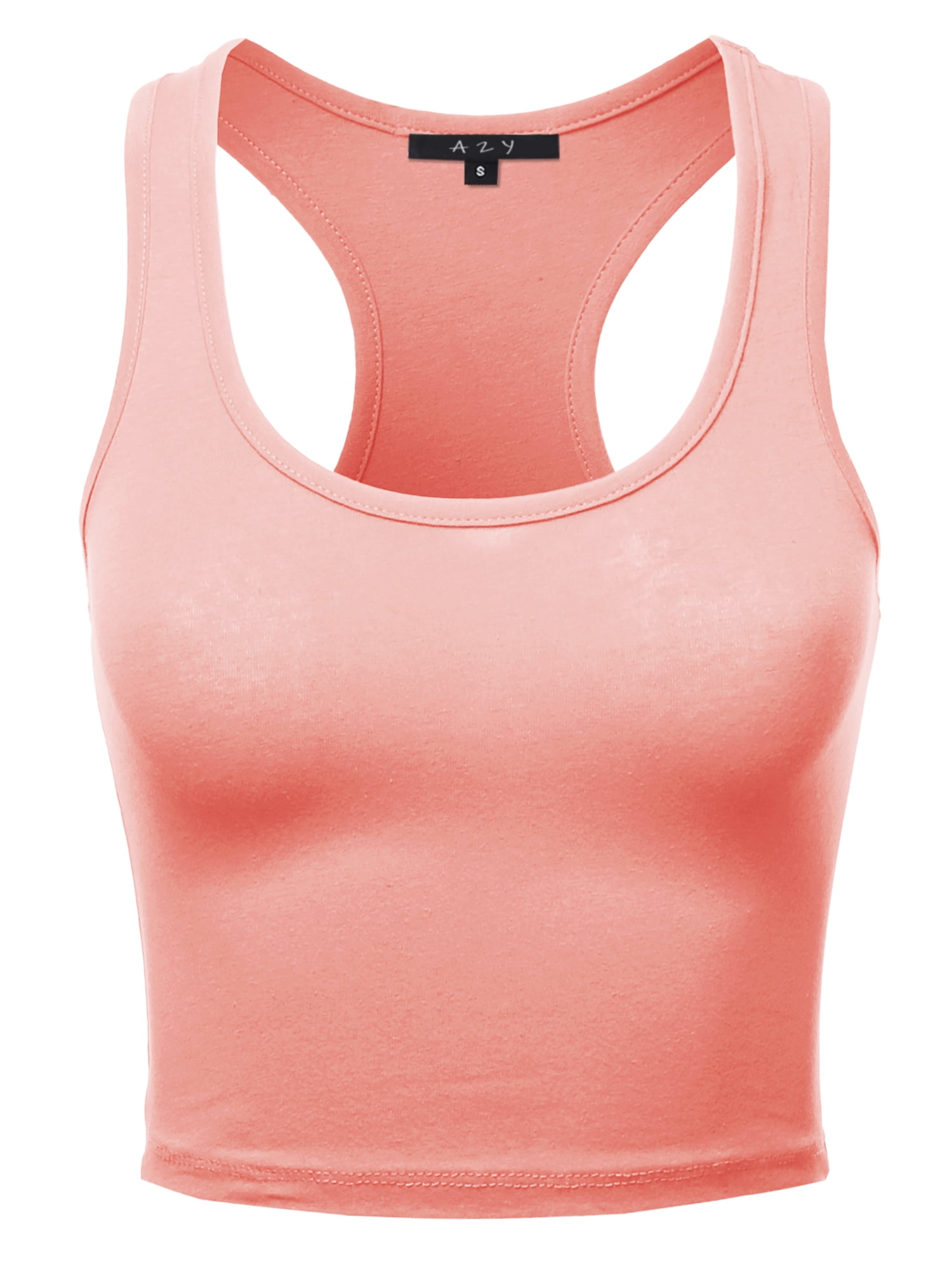 Women's Cotton Scoop Neck Racerback Crop Top - Sleeveless Tank In Dusty Pink, Size L, Soft Stretchy Casual Wear - View #6