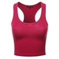 thumbnail image 1 of A2Y Women's Basic Cotton Casual Scoop Neck Sleeveless Cropped Racerback Tank Tops Fuchsia S, 1 of 3