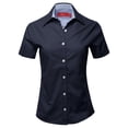 thumbnail image 1 of A2Y Women's Basic Durable Short Sleeve Button Down Business Office Formal Ladies Shirt Navy M, 1 of 6
