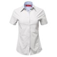 thumbnail image 1 of A2Y Women's Basic Durable Short Sleeve Button Down Business Office Formal Ladies Shirt White Oxford M, 1 of 6