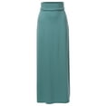 thumbnail image 1 of A2Y Women's Basic Foldable High Waist Floor Length Maxi Skirts Blue Grey 1XL, 1 of 5