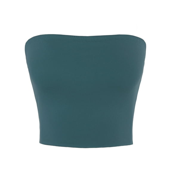 A2Y Women's Basic Sexy Cute Tube Strapless Cotton Tank Top Dusk Teal XL
