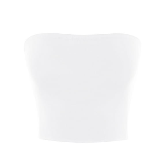 A2Y Women's Basic Sexy Cute Tube Strapless Cotton Tank Top White 1XL