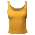 thumbnail image 1 of A2Y Women's Basic Solid Double Scoop Neck Rib Cropped Tank Top Mustard S, 1 of 6