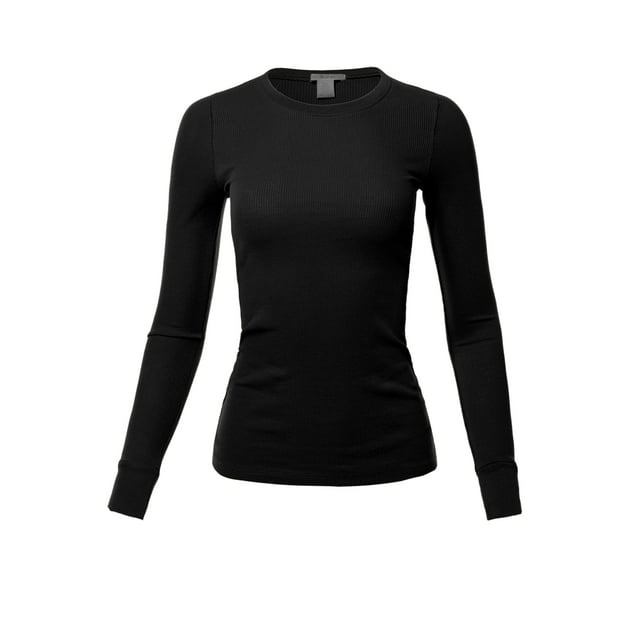 A2Y Women's Basic Solid Fitted Long Sleeve Crew Neck Thermal Top Shirt ...