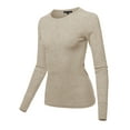 thumbnail image 1 of A2Y Women's Basic Solid Long Sleeve Crew Neck Fitted Thermal Top Shirt Oatmeal S, 1 of 6