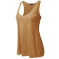 thumbnail image 1 of A2Y Women's Basic Solid Loose Fit Flowy Scoop Neck Racer Back Tank Top Honey Mustard M, 1 of 6