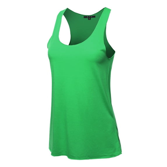 A2Y Women's Basic Solid Loose Fit Flowy Scoop Neck Racer Back Tank Top Pepper Mint L
