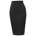thumbnail image 1 of A2Y Women's Basic Solid Ponte Knee Length Slit Techno Span High Waist Pencil Skirt Black L, 1 of 3