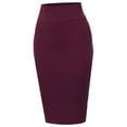 thumbnail image 1 of A2Y Women's Basic Solid Ponte Knee Length Slit Techno Span High Waist Pencil Skirt Burgundy 2XL, 1 of 3
