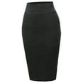 thumbnail image 1 of A2Y Women's Basic Solid Ponte Knee Length Slit Techno Span High Waist Pencil Skirt H Charcoal L, 1 of 3