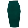 thumbnail image 1 of A2Y Women's Basic Solid Ponte Knee Length Slit Techno Span High Waist Pencil Skirt Huntergreen 2XL, 1 of 3