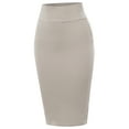 thumbnail image 1 of A2Y Women's Basic Solid Ponte Knee Length Slit Techno Span High Waist Pencil Skirt Khaki L, 1 of 3
