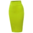 thumbnail image 1 of A2Y Women's Basic Solid Ponte Knee Length Slit Techno Span High Waist Pencil Skirt Neon Green 1XL, 1 of 3