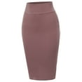 thumbnail image 1 of A2Y Women's Basic Solid Ponte Knee Length Slit Techno Span High Waist Pencil Skirt Wood Pink S, 1 of 3