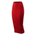thumbnail image 1 of A2Y Women's Basic Solid Ponte Longline Techno Span High Waist Long Skirt Red M, 1 of 3