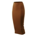 thumbnail image 1 of A2Y Women's Basic Solid Ponte Longline Techno Span High Waist Long Skirt Rust S, 1 of 3