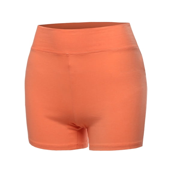 A2Y Women's Basic Solid Premium Cotton High Rise Bike Shorts Deep Coral 4XL