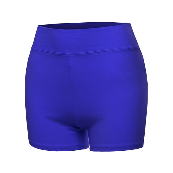 A2Y Women's Basic Solid Premium Cotton High Rise Bike Shorts Denim Blue 5XL