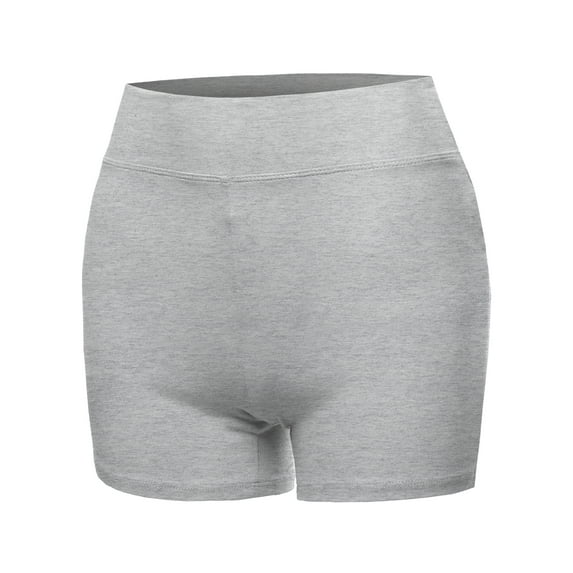 A2Y Women's Basic Solid Premium Cotton High Rise Bike Shorts Heather Grey L