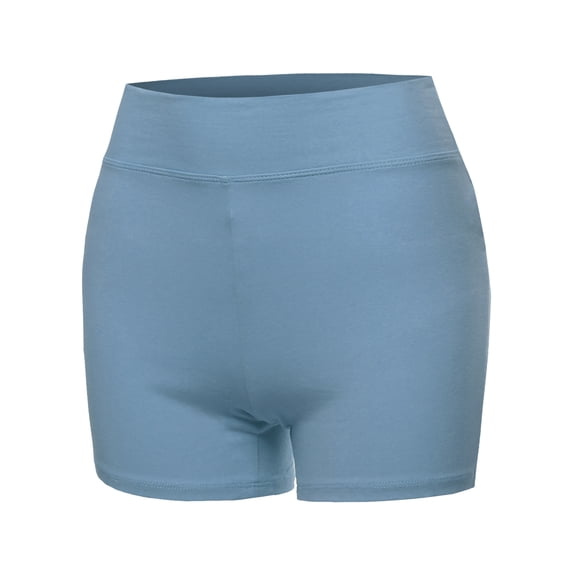A2Y Women's Basic Solid Premium Cotton High Rise Bike Shorts Titanium L