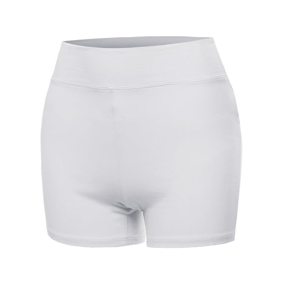 A2Y Women's Basic Solid Premium Cotton High Rise Bike Shorts White 5XL