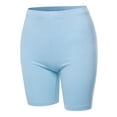 thumbnail image 1 of A2Y Women's Basic Solid Premium Cotton Mid Thigh High Rise Biker Bermuda Shorts Ash Blue M, 1 of 5