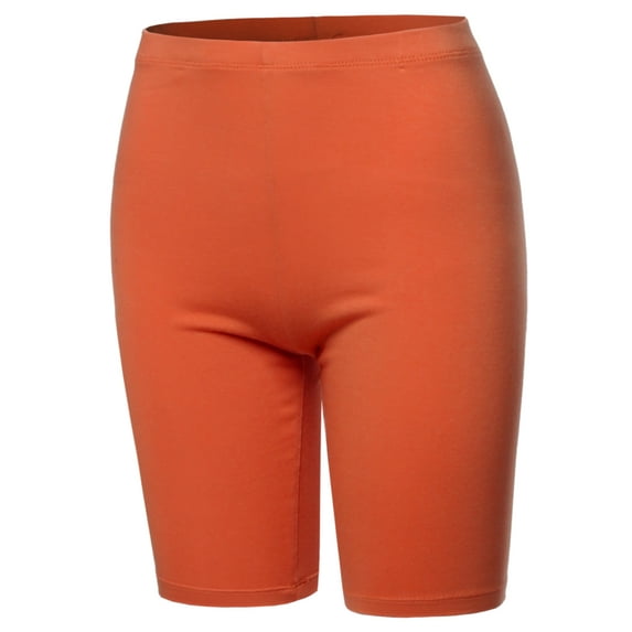 A2Y Women's Basic Solid Premium Cotton Mid Thigh High Rise Biker Bermuda Shorts Ash Copper L